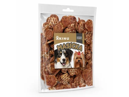 Packshot produktu solo na bílém pozadí — řada Akinu Masíčka 300 g. Náklon a postavení dle SKU 204864 (nahrazuje smazanou verzi podle 204812, kde byl náklon i postavení špatně). Skutečný metered cost 6.5 cr (pole cost_credits integer, zaokrouhleno na 7).