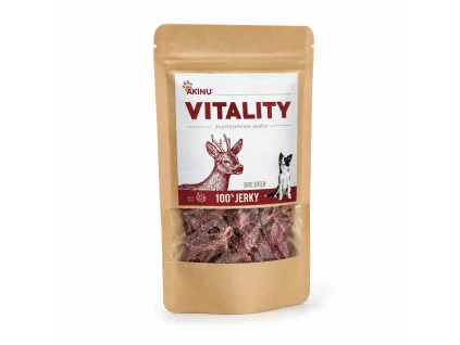 Packshot Srnec jerky 176166 na bílém – natočení převzaté z AI packshotu 176169 (0e7f9849). Etiketa z e-shop fotky (maketa v Heliosu chybí).