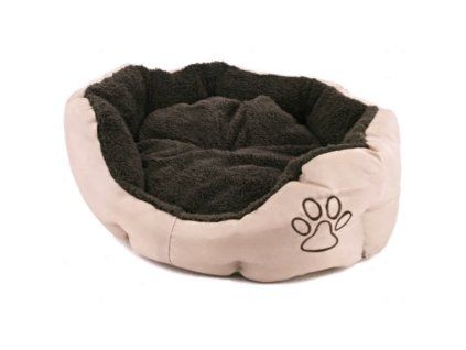 Akinu Pelech nylon & fleece kulatý s tlapkou pro psy béžový S 45 x 40 cm