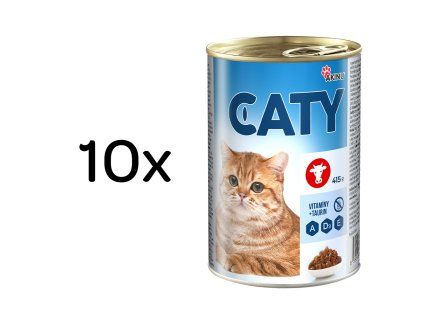 Akinu CATY Hovězí kousky v omáčce konzerva pro kočky 10 x 415 g