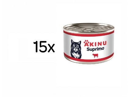 Akinu SUPRIMO Mleté s hovězím konzerva pro kočky  15 x 200 g
