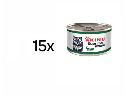 Akinu SUPRIMO SELECTION Vepřová jemně krájená svalovina se zvěřinou konzerva pro kočky 15 x 200 g