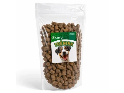 Packshot Akinu Trénink Heart & Eyes pamlsek pro psy 400 g, 176915 — produkt solo na bílém pozadí, 1:1, 2K